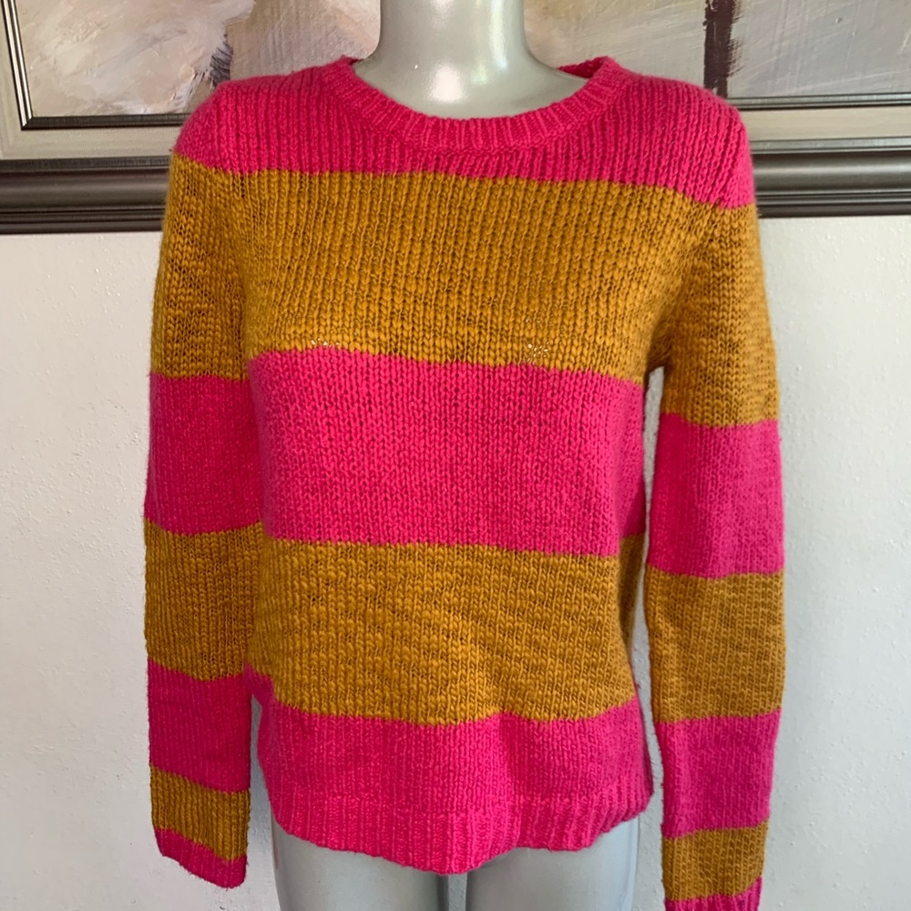 Loft wool blend pink striped sweater small